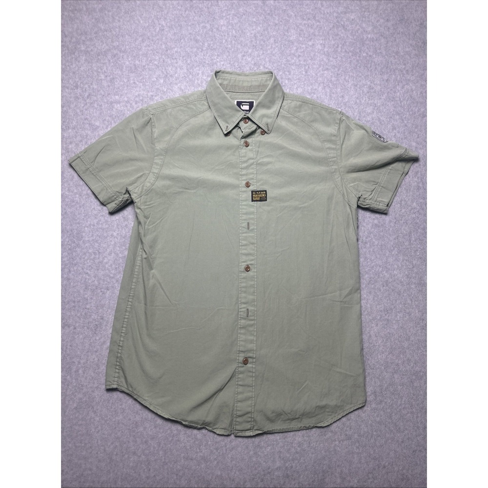 G-STAR / G RAW Green Button Down Cotton Polo Shirt Men's Size Medium